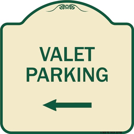 Valet Parking With Left Arrow Heavy-Gauge Aluminum Architectural Sign